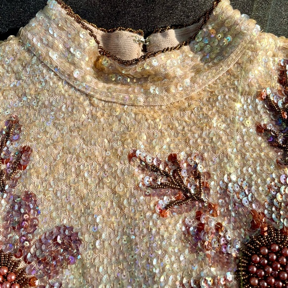 VTG Valentina Ltd. 1960s Sm. Beaded Wool Formal Zip Back Sweater Tank EXQUISITE - Picture 7 of 16